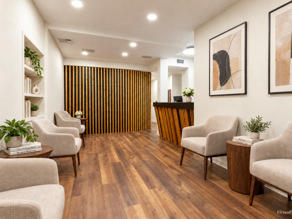 Virtually staged medical office reception at 317 West 54th Street